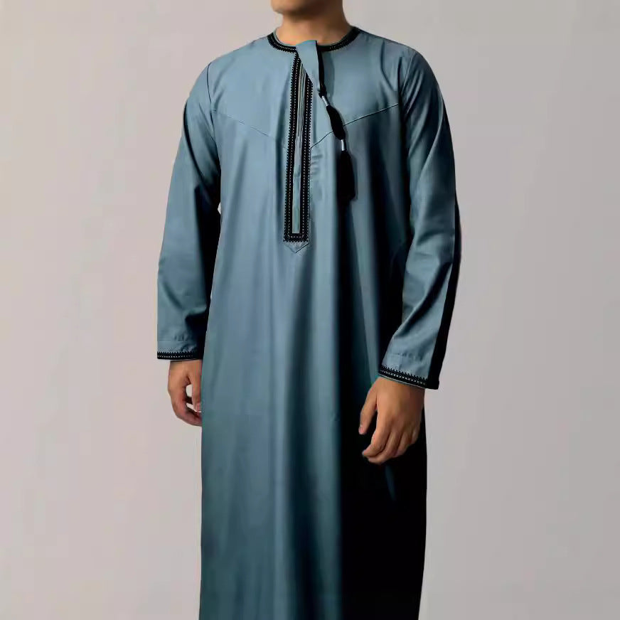 Premium Omani Thobe - Rundhals Broderad Grov Tofs