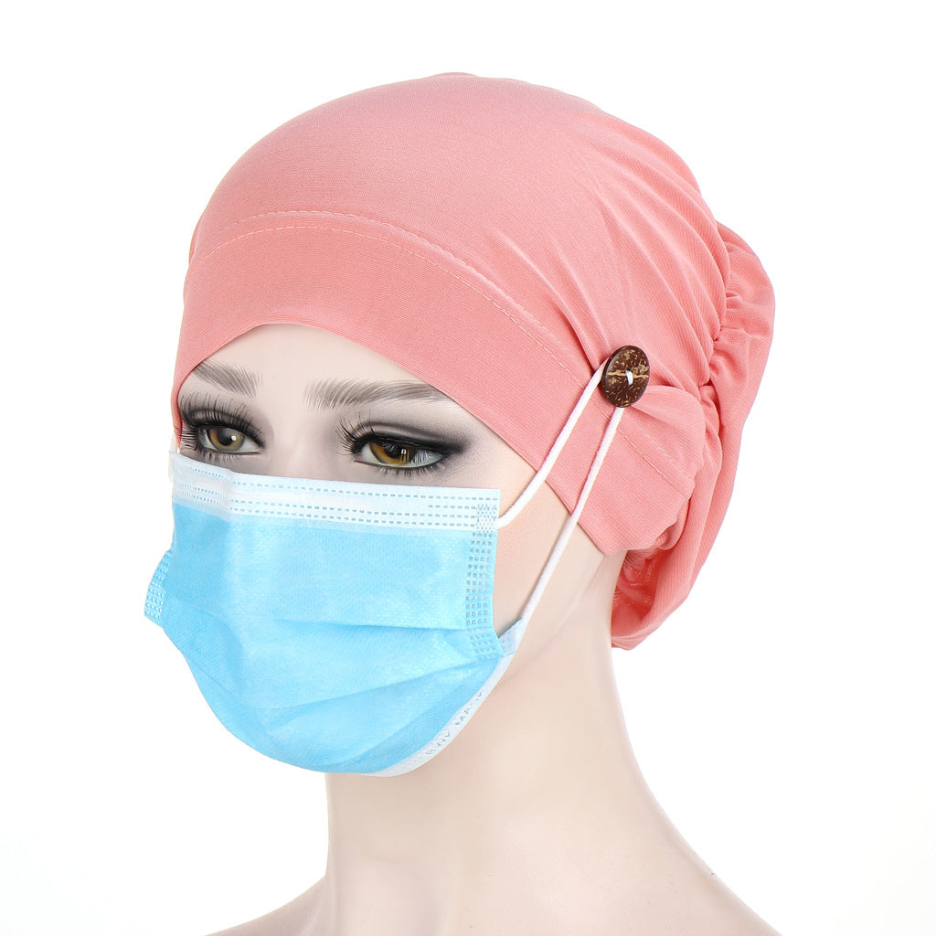 Imitation button Muslim bottom cap