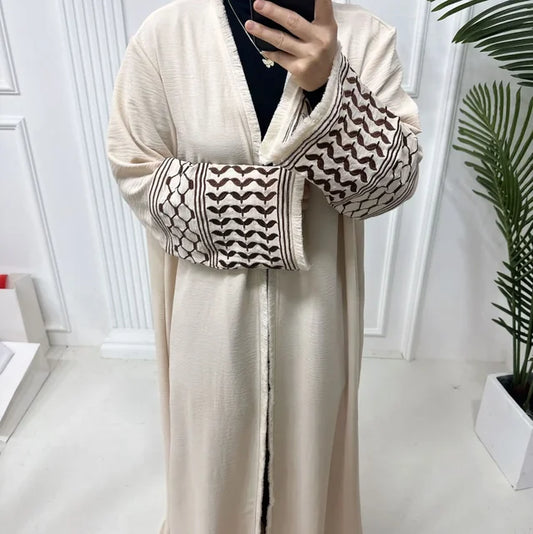 2024 New Soft Crepe Ticking Palestine Kefiyyeh Abaya