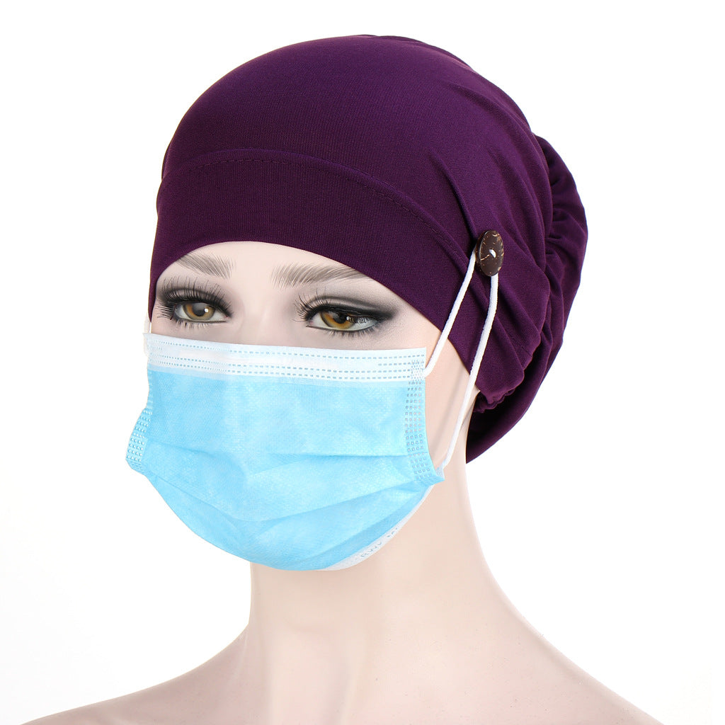 Imitation button Muslim bottom cap