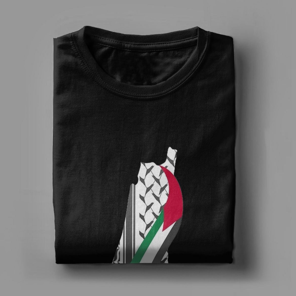 Palestine Map T-shirt Herr rundhalsad T-shirt i bomull Kortärmad T-shirt