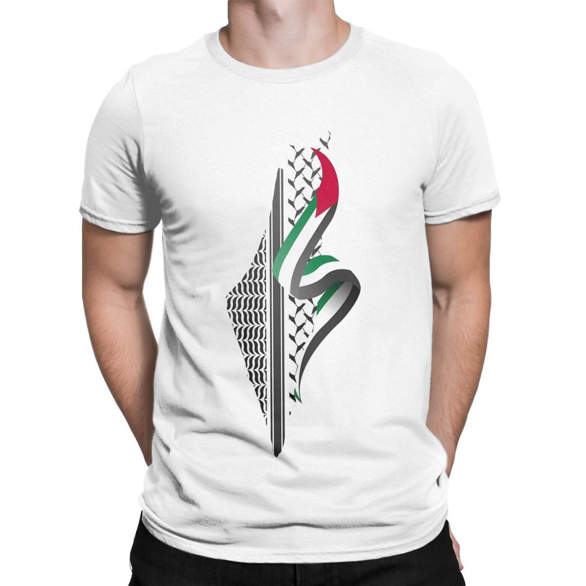 Palestine Map T-shirt Herr rundhalsad T-shirt i bomull Kortärmad T-shirt