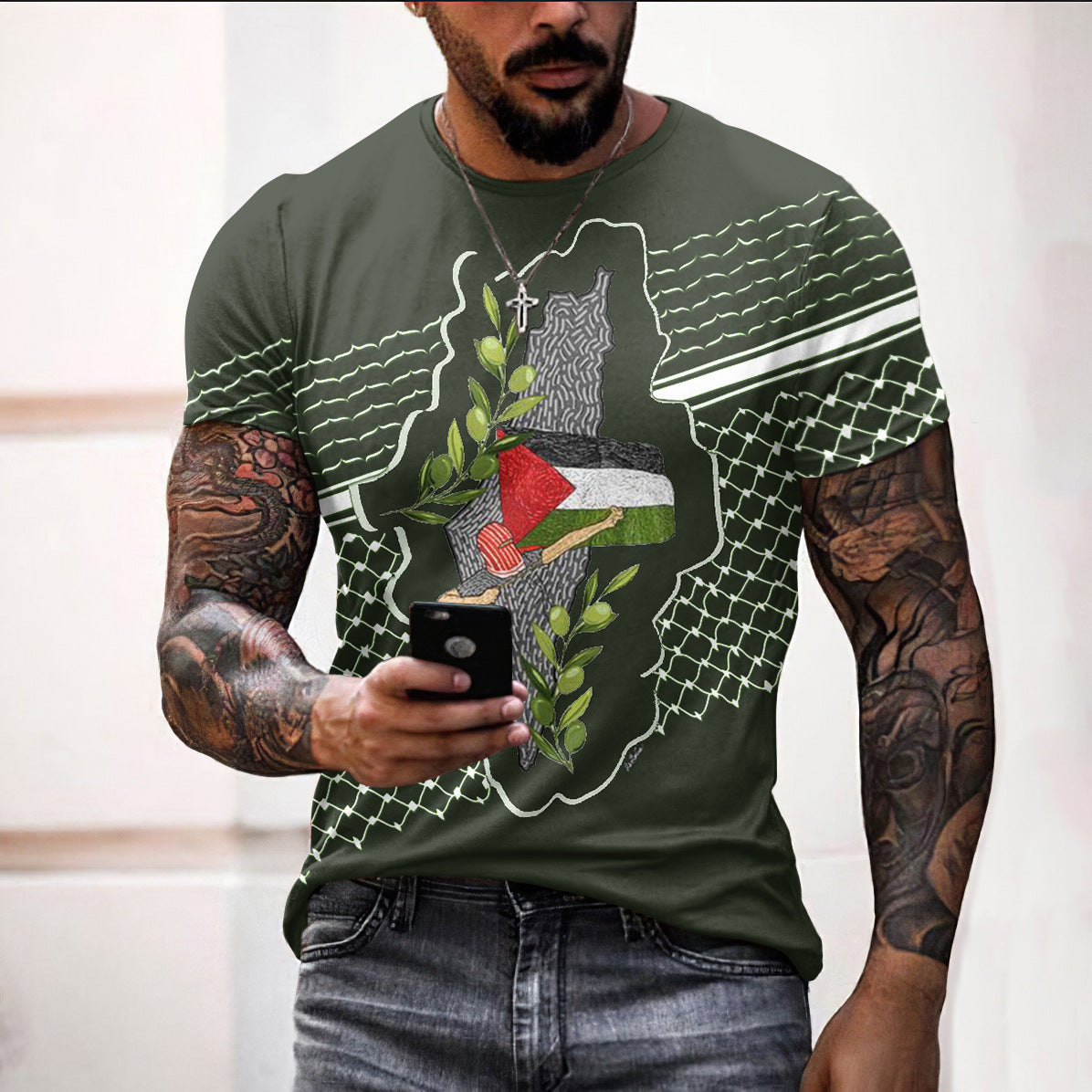 3D Tryckt Keffiyeh  T-Shirt