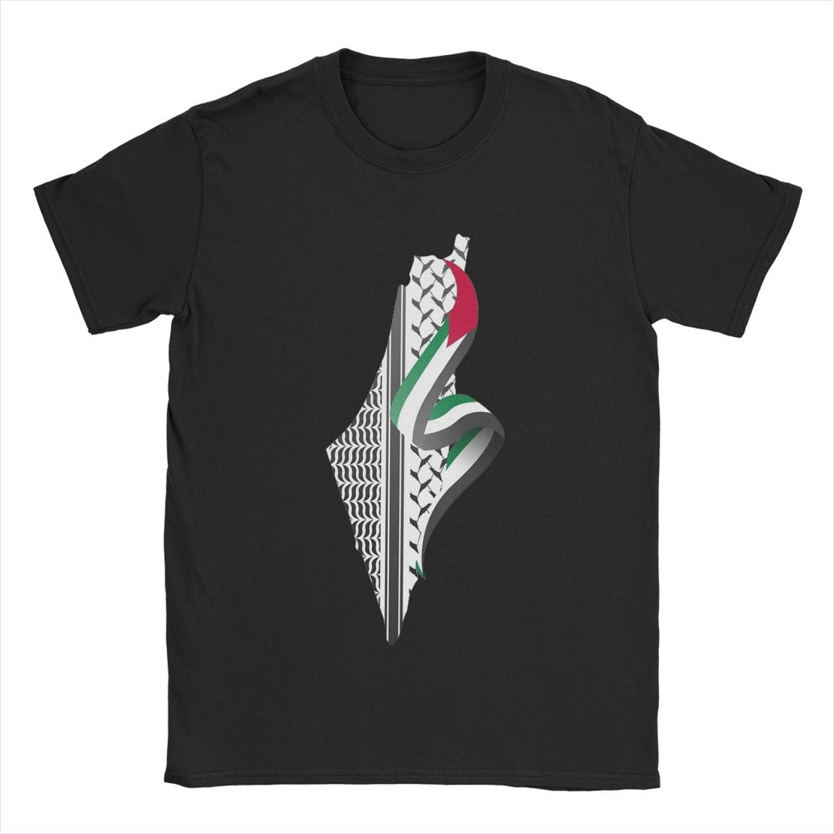 Palestine Map T-shirt Herr rundhalsad T-shirt i bomull Kortärmad T-shirt