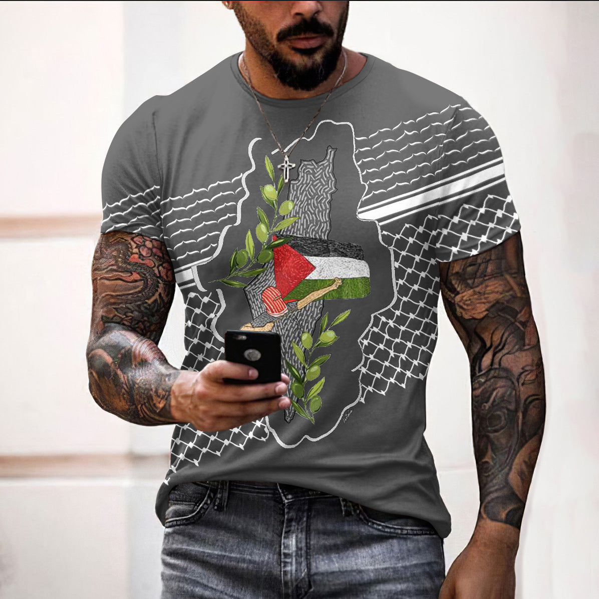 3D Tryckt Keffiyeh  T-Shirt