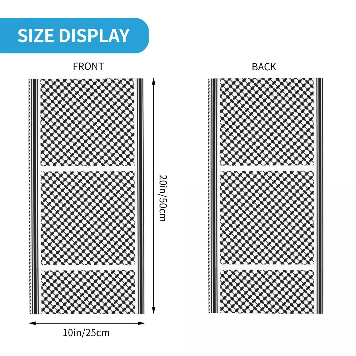 Schwarz-weißer atmungsaktiver Kufiya-Schal 