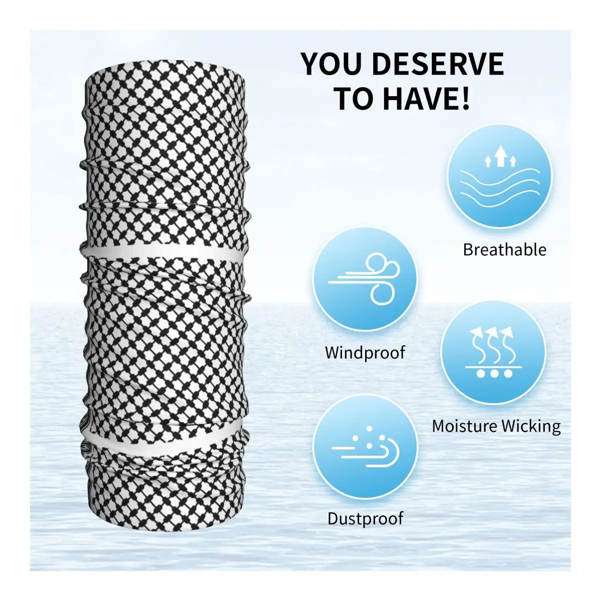 Schwarz-weißer atmungsaktiver Kufiya-Schal 