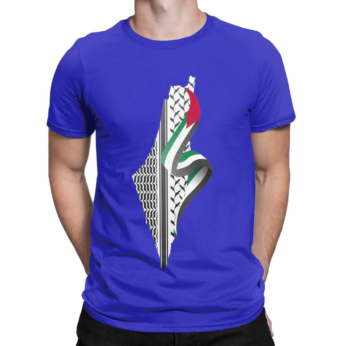 Palestine Map T-shirt Herr rundhalsad T-shirt i bomull Kortärmad T-shirt