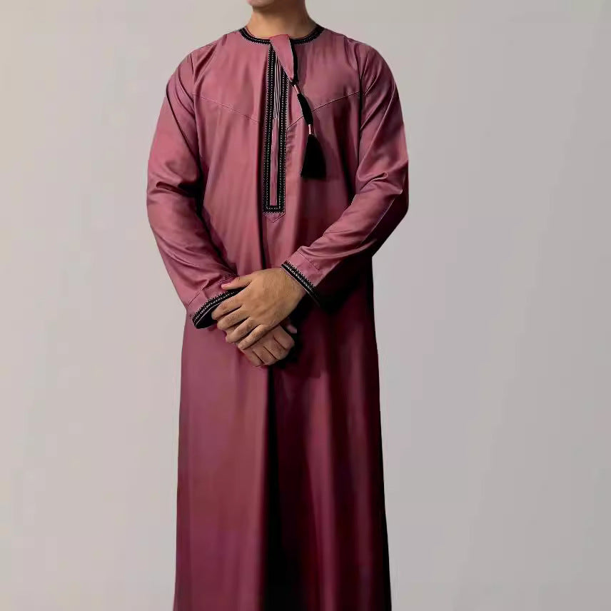 Premium Omani Thobe - Rundhals Broderad Grov Tofs