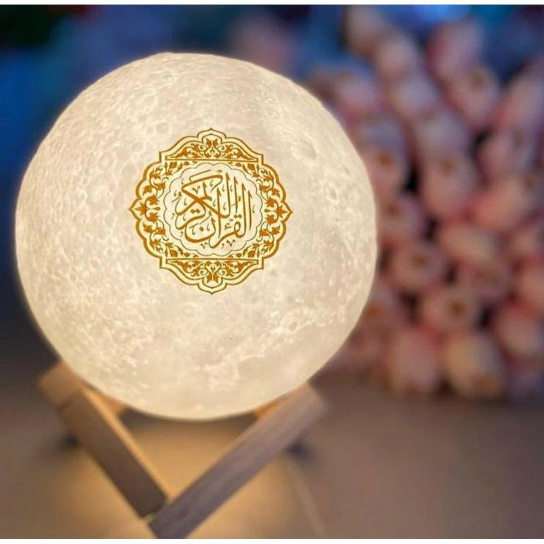 Mondlampe mit Koran-Bluetooth-Lautsprecher und LED-Ständer, 15 cm, Fernbedienung