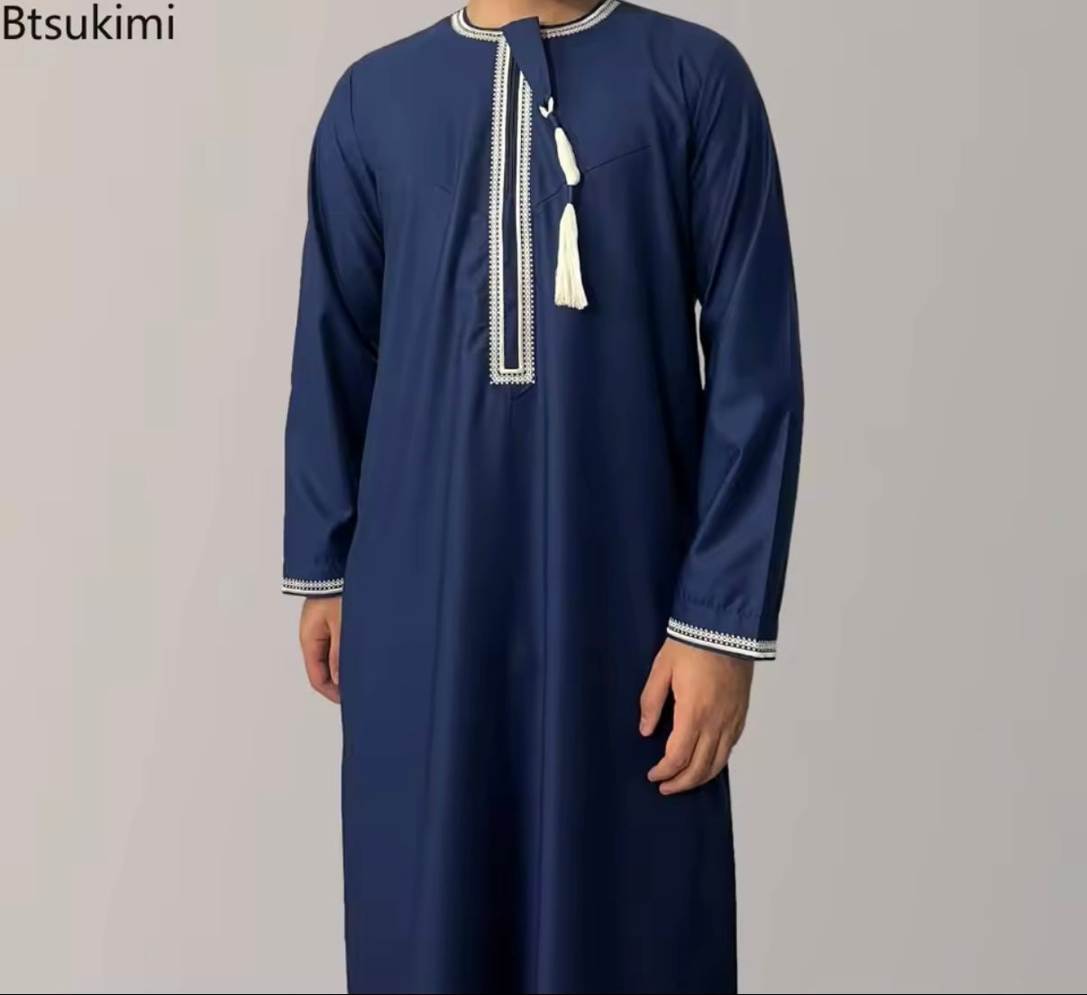 Premium Omani Thobe - Rundhals Broderad Grov Tofs
