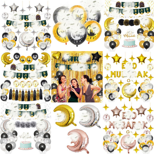 Stern- und Mondfolienballon-Set für Eid &amp; Ramadan