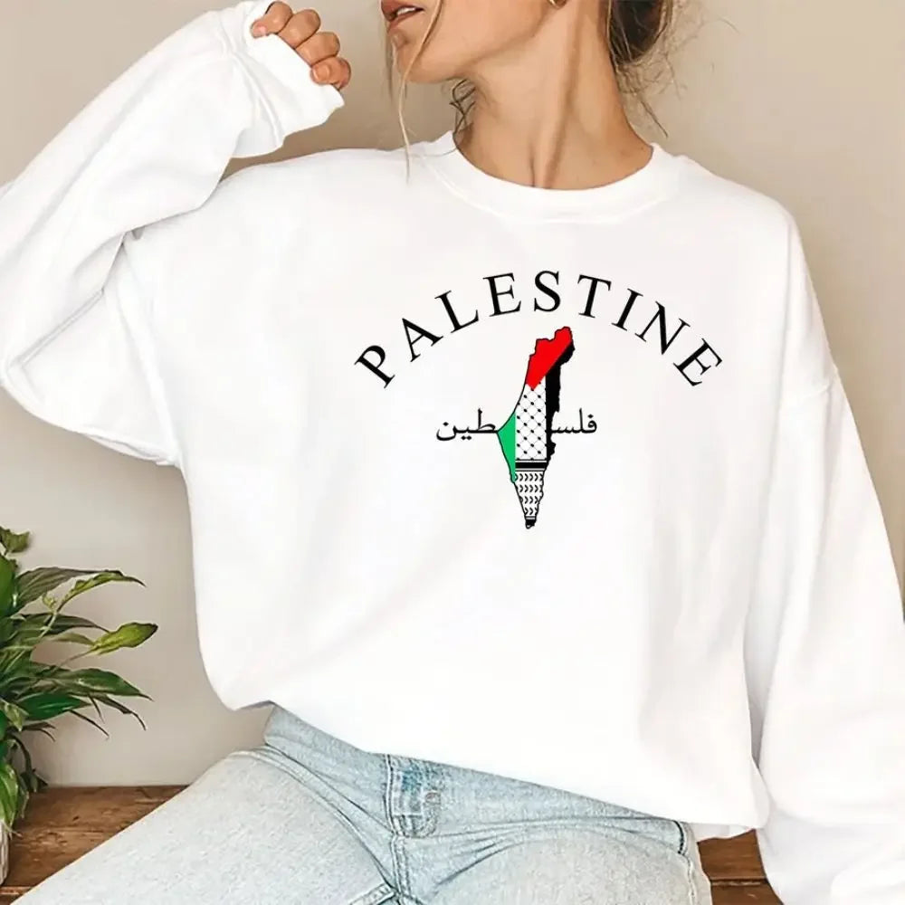 Palestina Karta Tröja Vit/svart