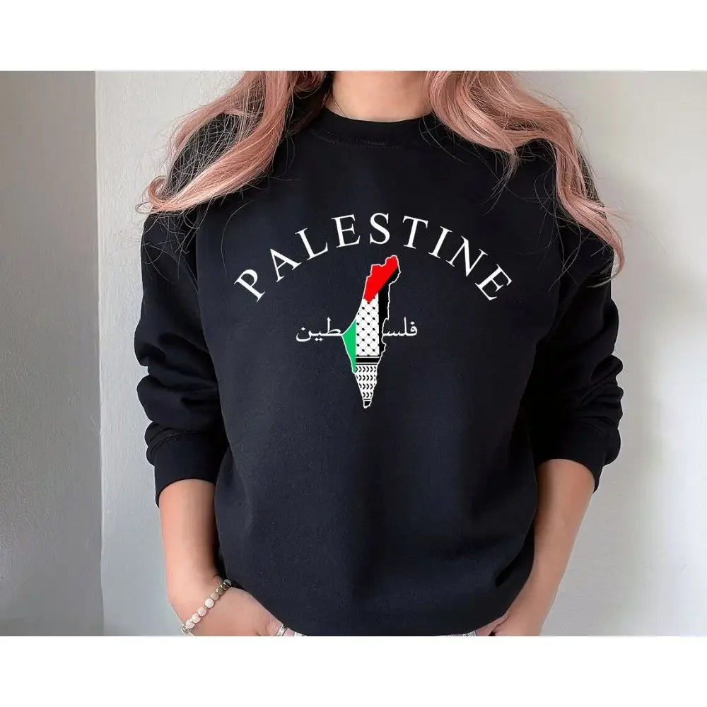 Palestina Karta Tröja Vit/svart