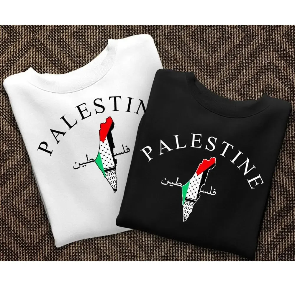 Palestina Karta Tröja Vit/svart