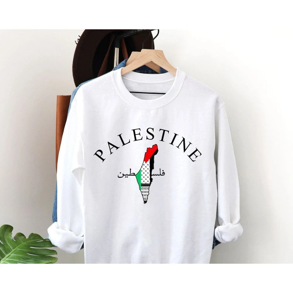 Palestina Karta Tröja Vit/svart